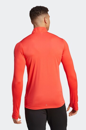 adidas Red Performance Own the Run 1/4 Zip Long Sleeve Sweatshirt