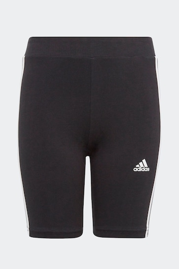 adidas Black Sportswear Essentials 3-Stripes Cotton Biker Shorts