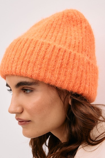 Orange Knitted Beanie Hat
