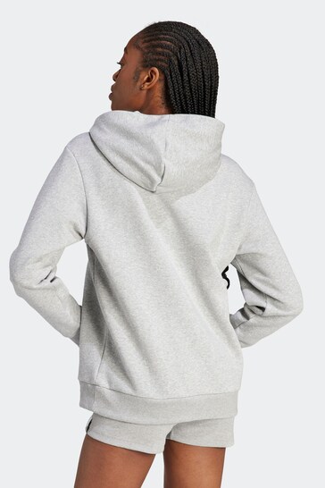 adidas Grey Sportswear Essentials Logo Boyfriend Fleece Hoodie