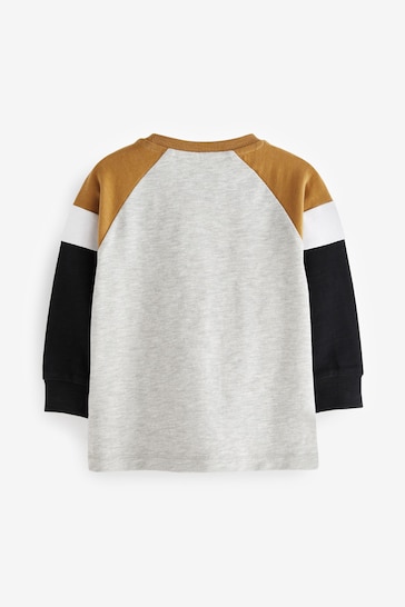Grey Mono Cosy Colourblock Long Sleeve T-Shirt (3mths-7yrs)
