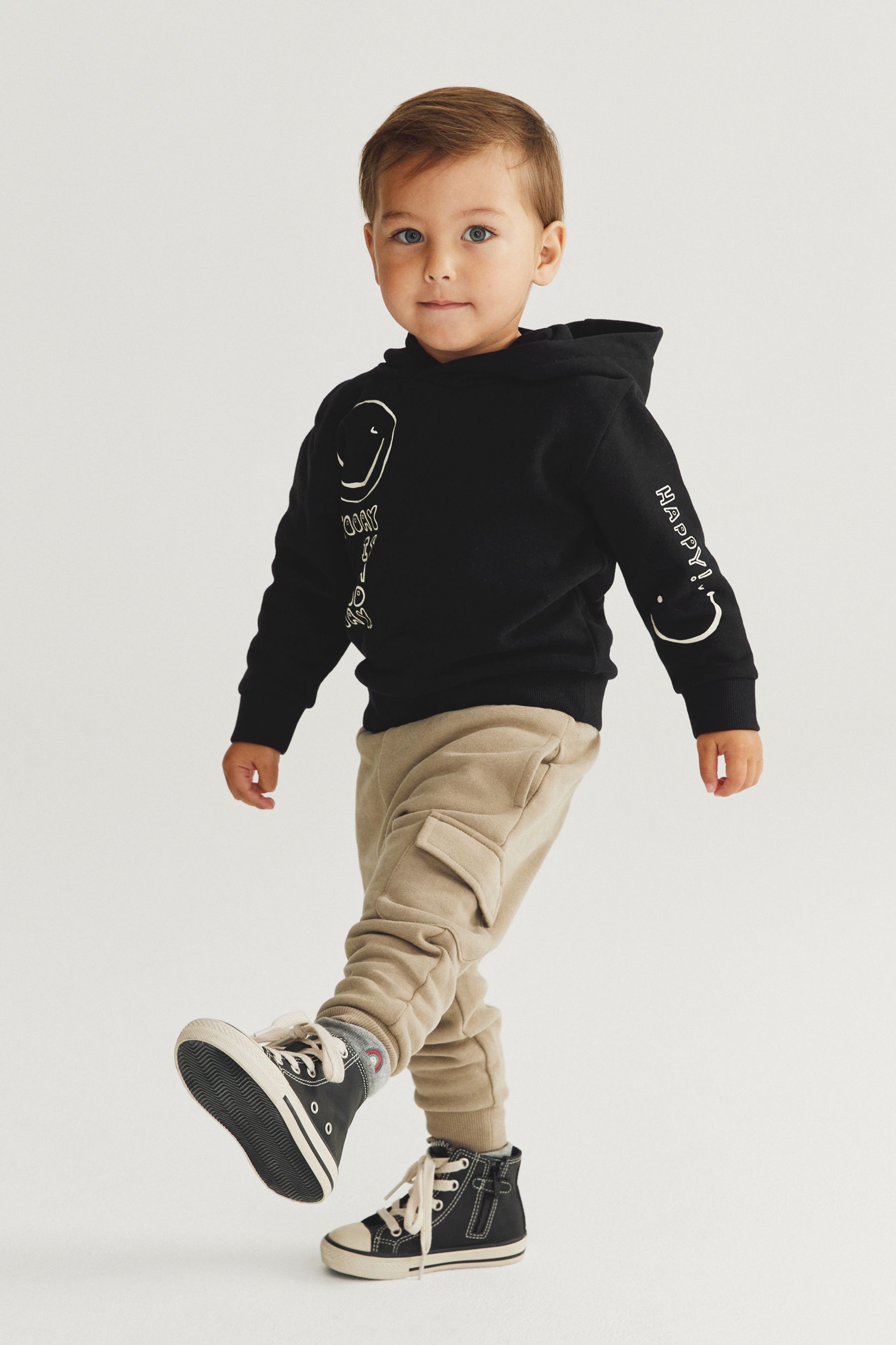 Buy Black Slogan Character Hoodie And Joggers Set 3mths 7yrs