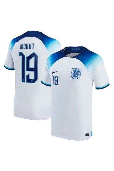 Nike White Mount - 19 England Home Stadium Football Shirt 2022