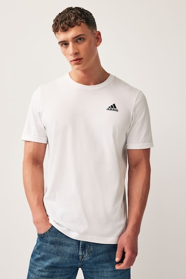 adidas White Sportswear Essentials Single Jersey Embroidered Small Logo T-Shirt