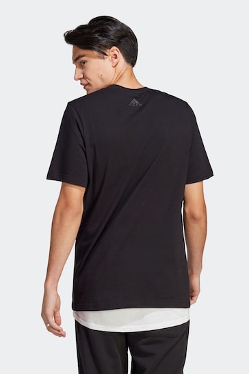 adidas Black Sportswear Essentials Single Jersey Linear Embroidered Logo T-Shirt
