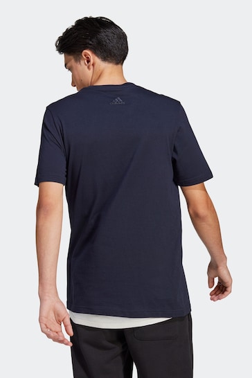 adidas Navy Blue Sportswear Essentials Single Jersey Linear Embroidered Logo T-Shirt
