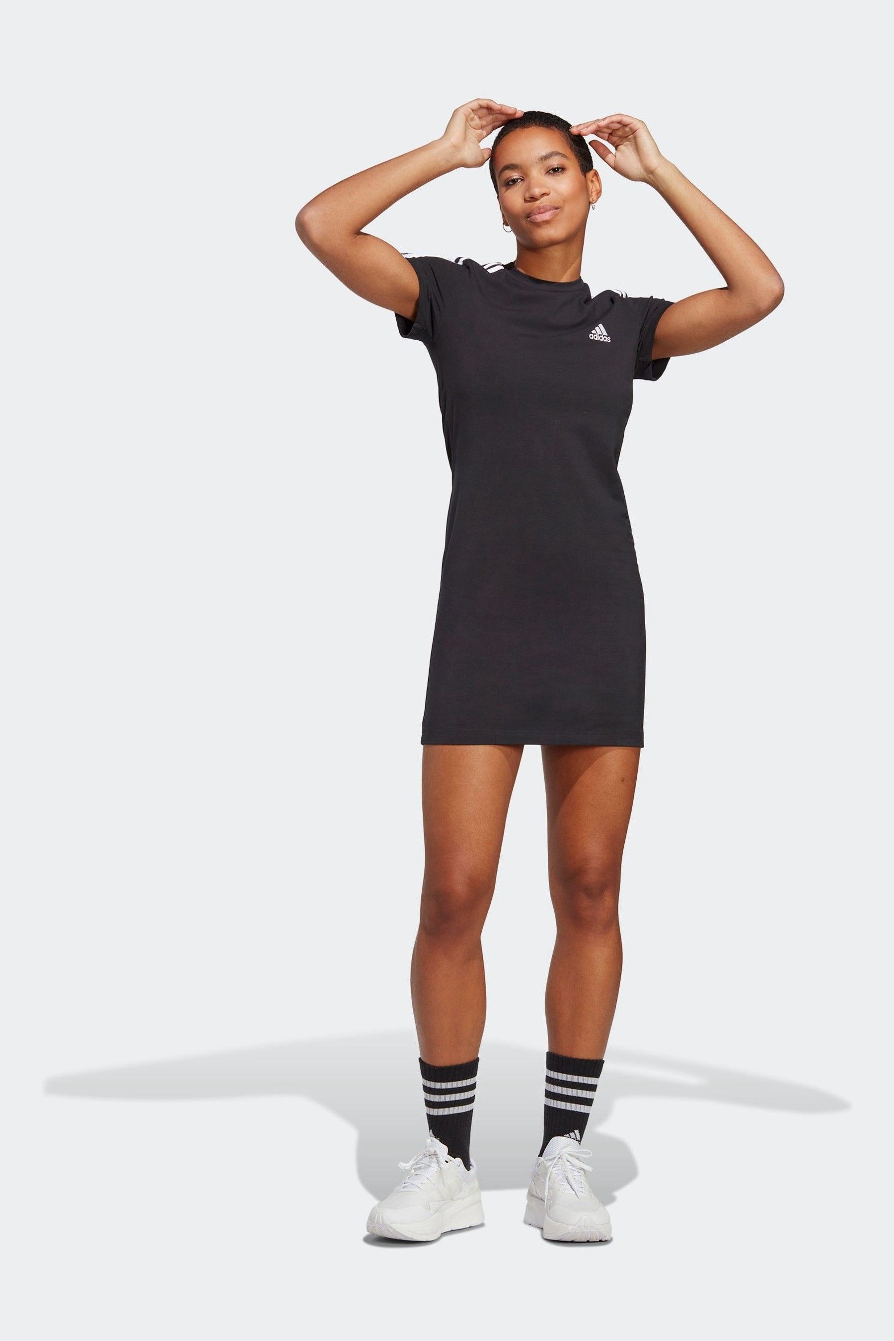 Buy adidas Black Sportswear Essentials 3 Stripes Single Jersey