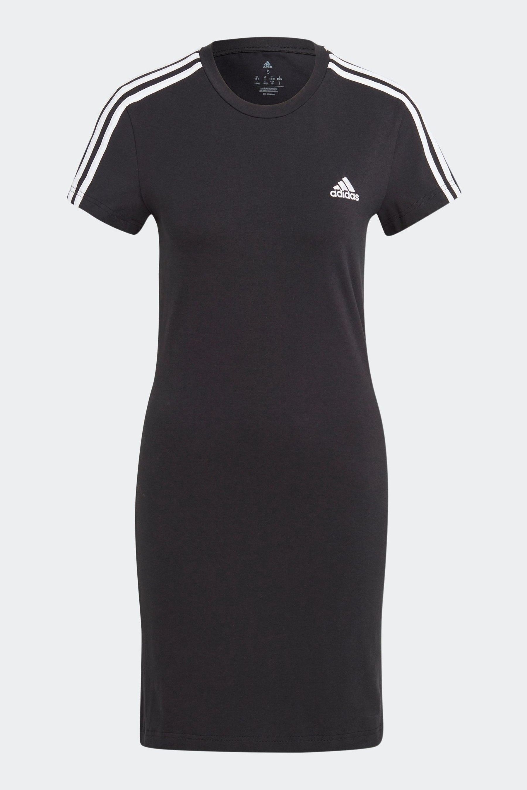 adidas Black Sportswear Essentials 3 Stripes Single Jersey Fitted Tee Dress