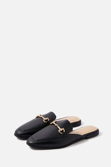 Accessorize Black Backless Metal Bar Loafers