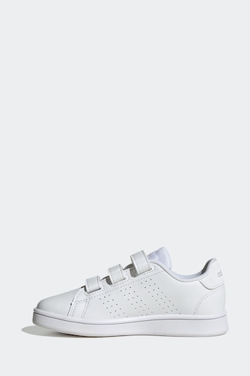 adidas White Sportswear Advantage Court Lifestyle Hook And Loop Trainers