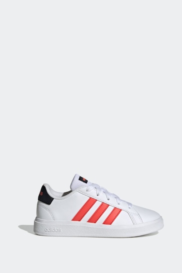 adidas Red/White Kids Sportswear Grand Court Lifestyle Tennis Lace-Up Trainers