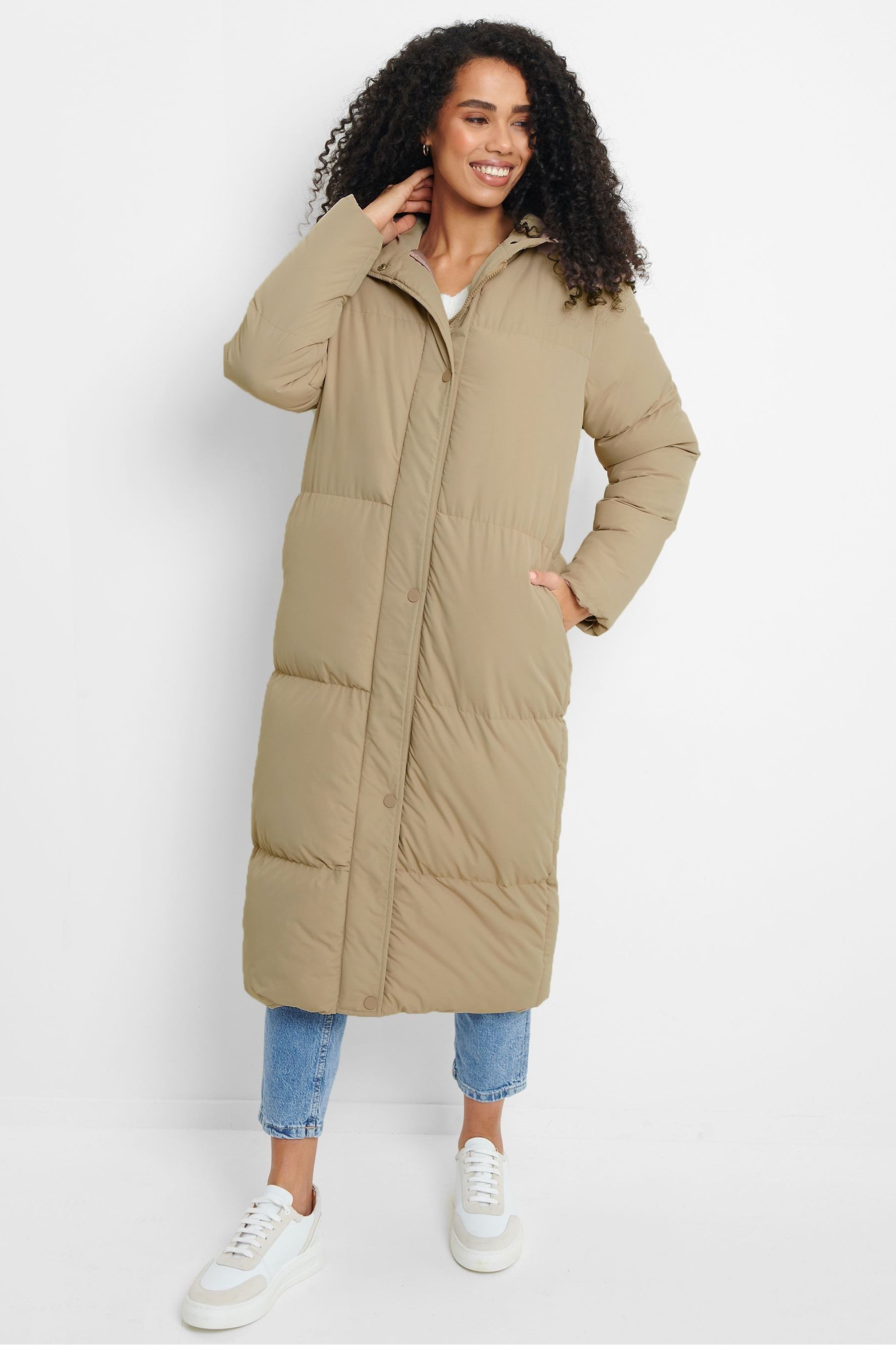 Buy Threadbare Beige Longline Hooded Padded Coat from the Next UK online shop
