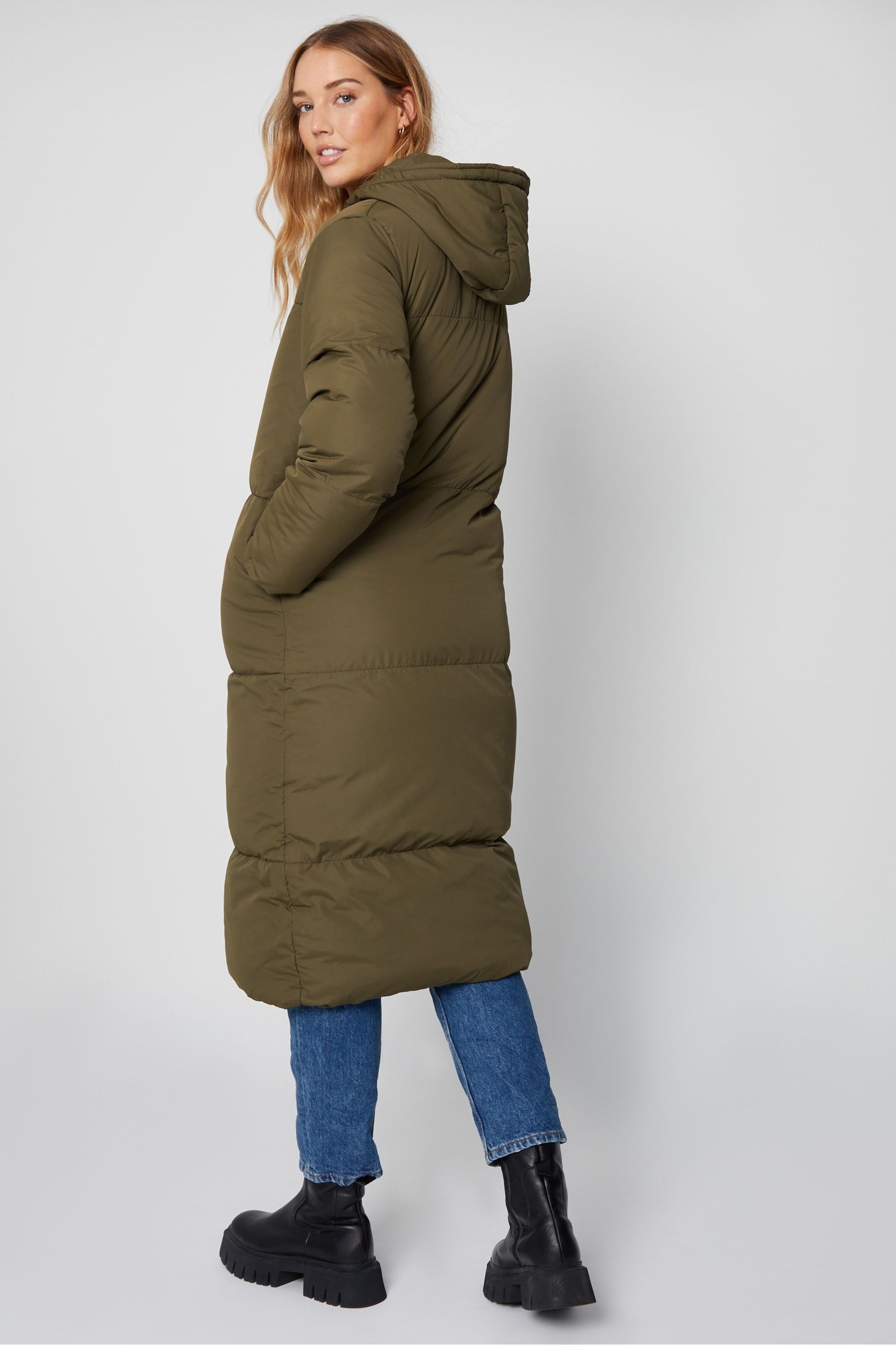 Buy Threadbare Green Longline Hooded Padded Coat from the Next UK online shop