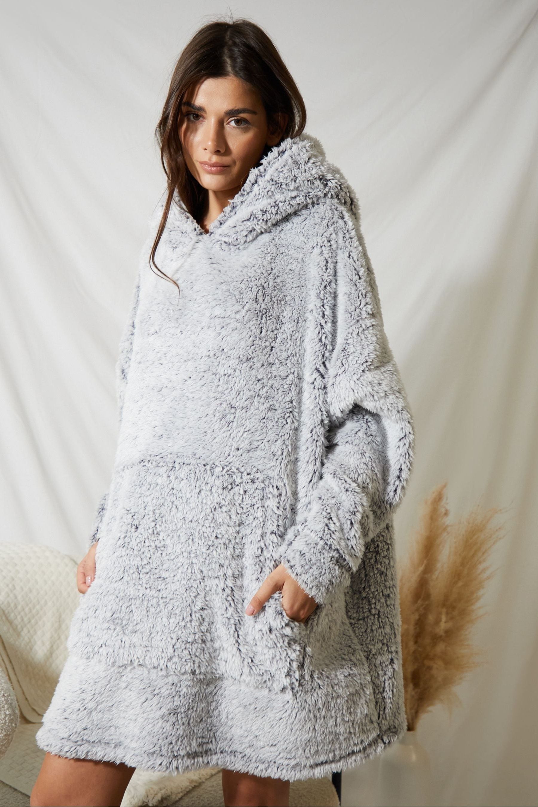 Fluffy on sale grey hoodie