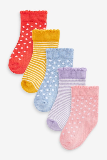Multi Baby Socks 5 Pack (0mths-2yrs)