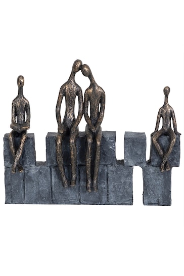 Libra Interiors Bronze Family Of Four On Blocks Sculpture