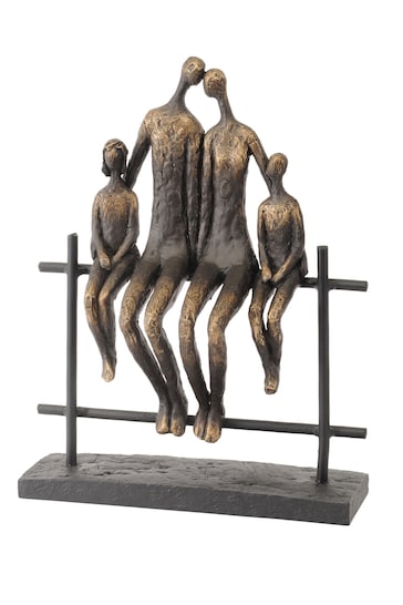 Libra Interiors Bronze Seated Family Of Four Sculpture
