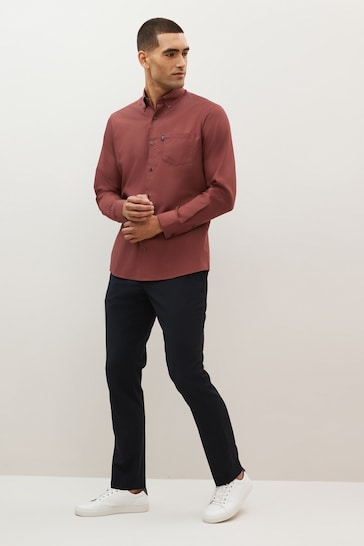 Brick Red Slim Fit Easy Iron Button Down Oxford Shirt