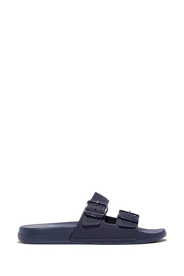 FitFlop Blue Iqushion Two-Bar Buckle Slides