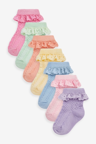 Pastel Lace Baby Socks 7 Pack (0mths-2yrs)