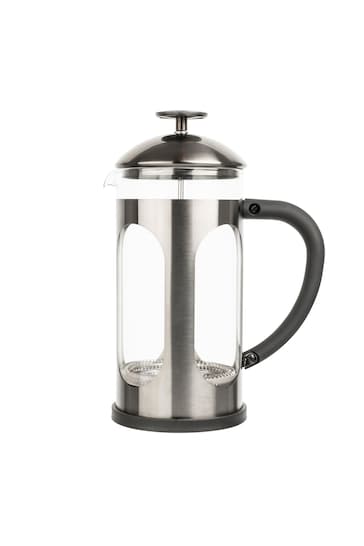 SIIP Silver 8 Cup Stainless Steel Glass Cafetiere