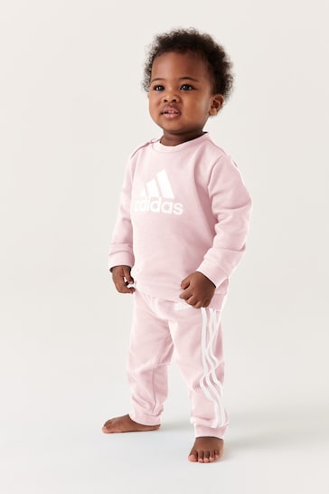 adidas Pink Infant Badge of Sport French Terry Top & Jogger Set