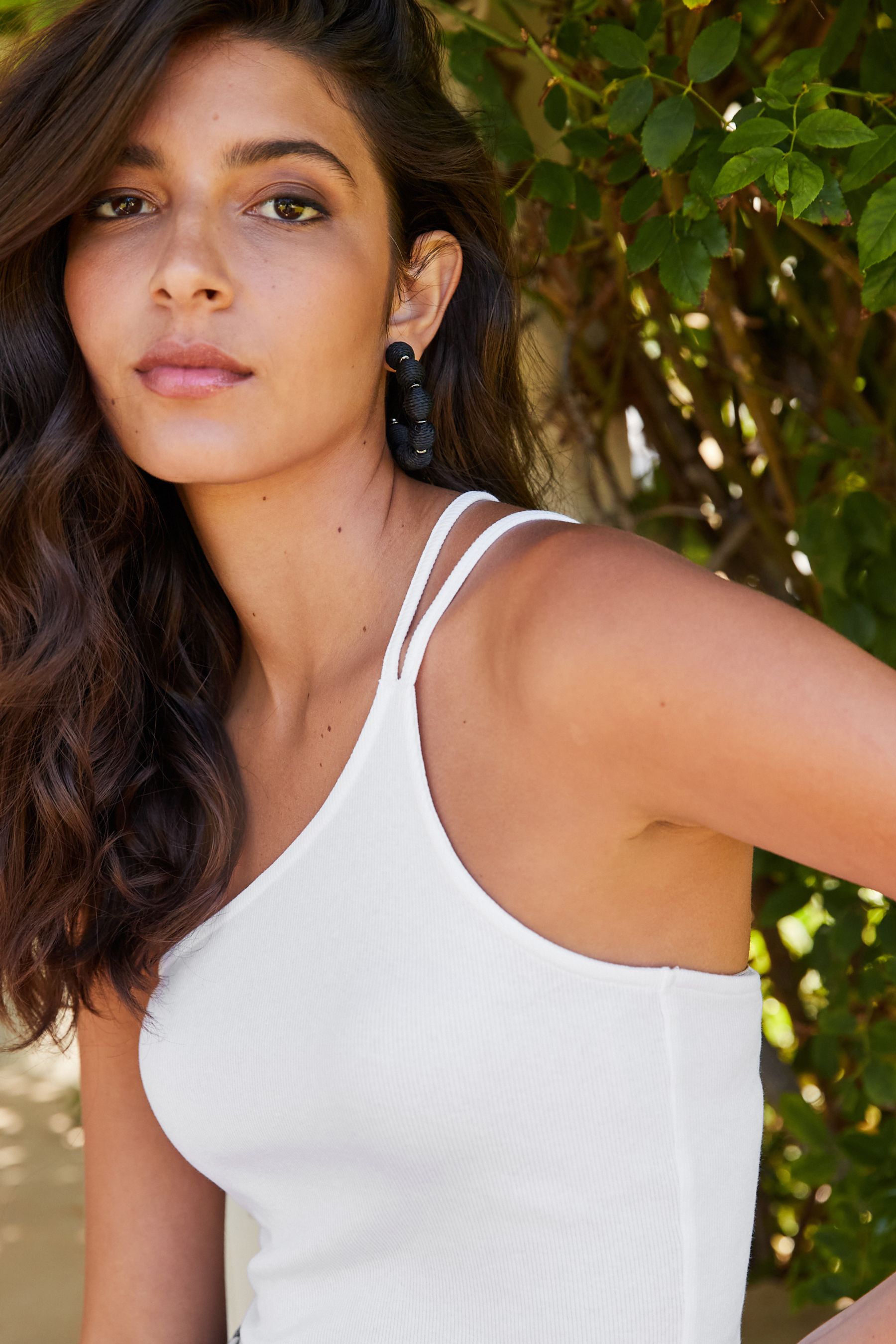 White Double Strap Ribbed One Shoulder Top