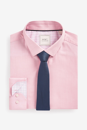 Pink/Navy Blue Shirt And Tie Pack