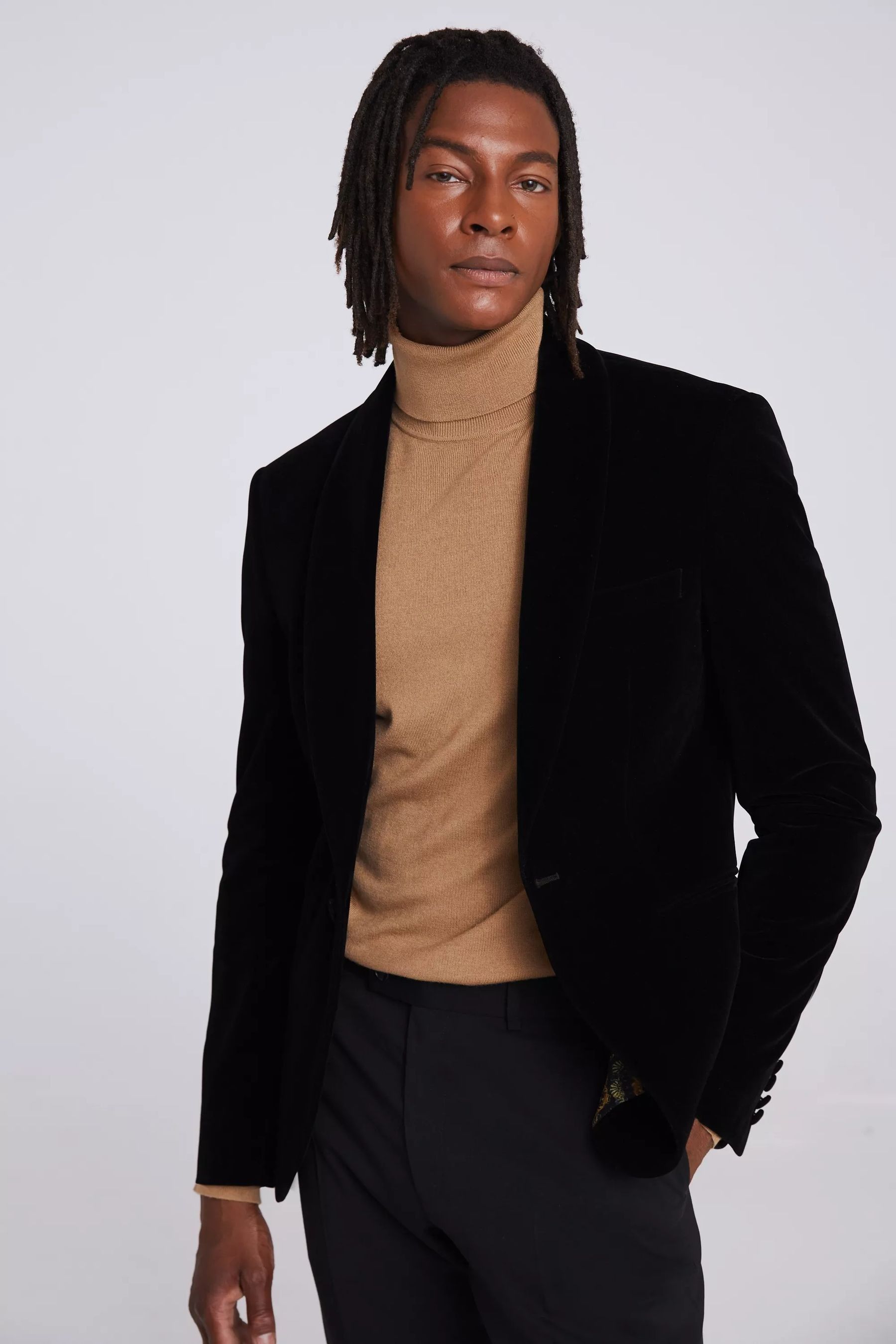 Buy MOSS Black Tailored Fit Velvet Jacket from the Next UK online shop