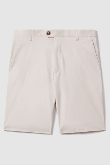 Reiss Chalk Wicket Modern Fit Cotton Blend Chino Shorts