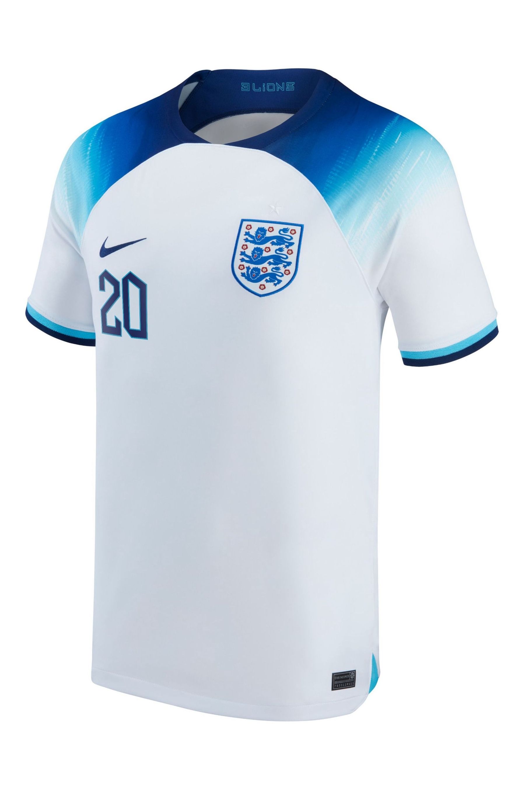 Nike White Foden 20 England Stadium Home Junior Football Shirt