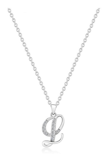 Beaverbrooks Sterling Silver Cubic Zirconia Initial Pendant