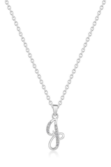 Beaverbrooks Sterling Silver Cubic Zirconia Initial Pendant