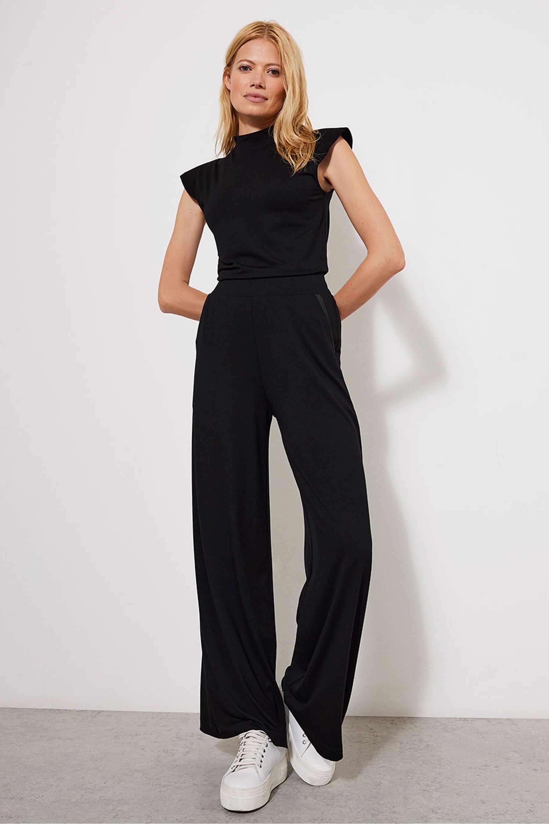 Mint Velvet Black Palazzo Wide Trousers