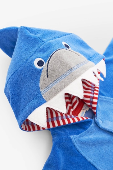 JoJo Maman Bébé Blue Shark Towelling Hooded Poncho