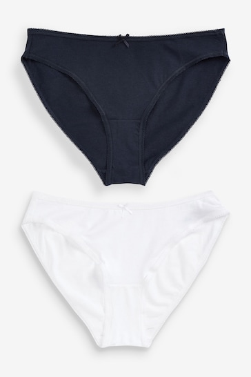 Navy Blue/White High Leg Cotton Rich Knickers 4 Pack