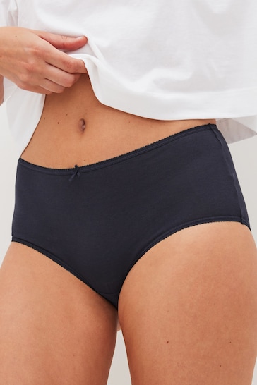 Navy Blue/White Midi Cotton Rich Knickers 4 Pack