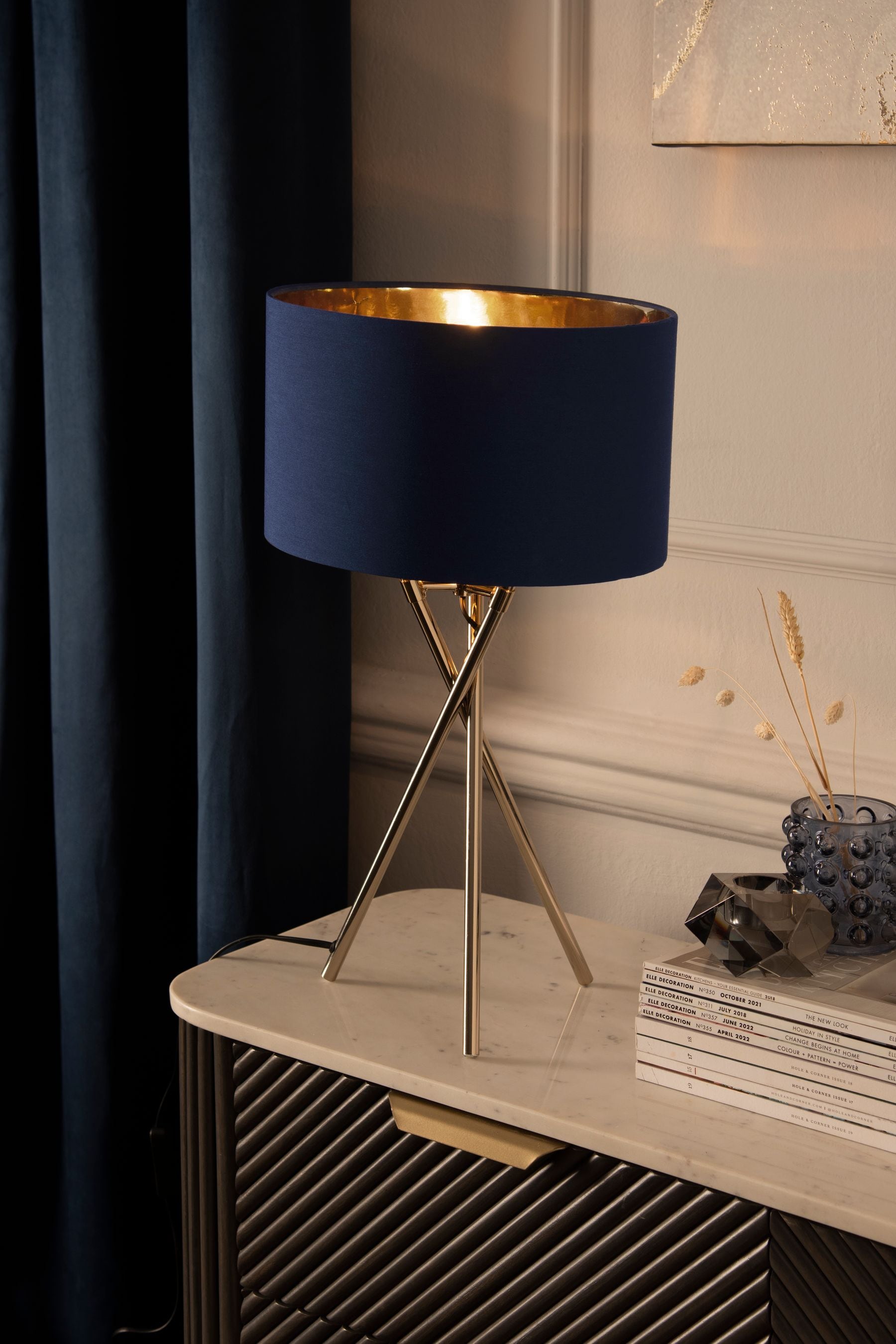 Navy blue sale and gold lamp