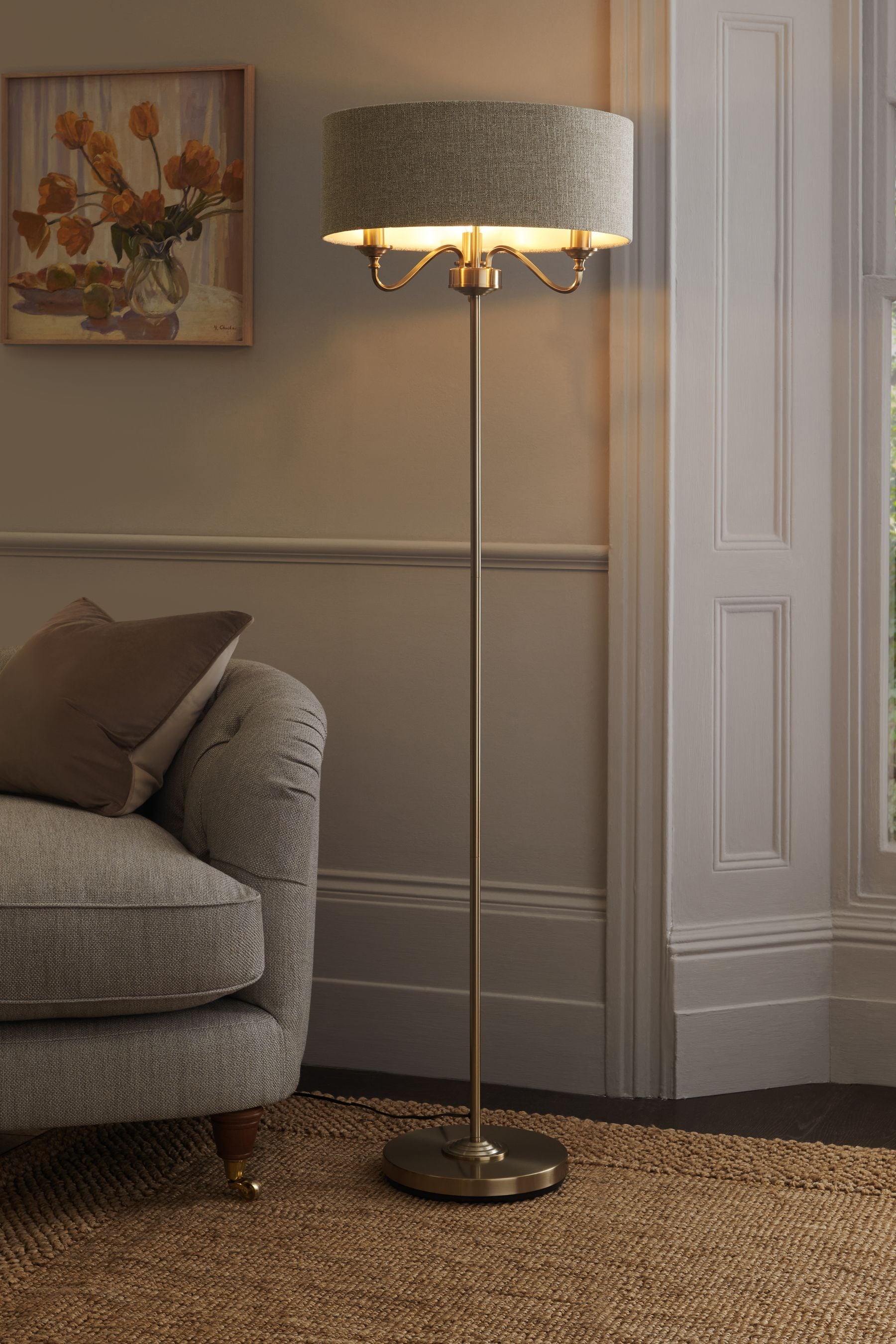 Brass floor lamp next cheap