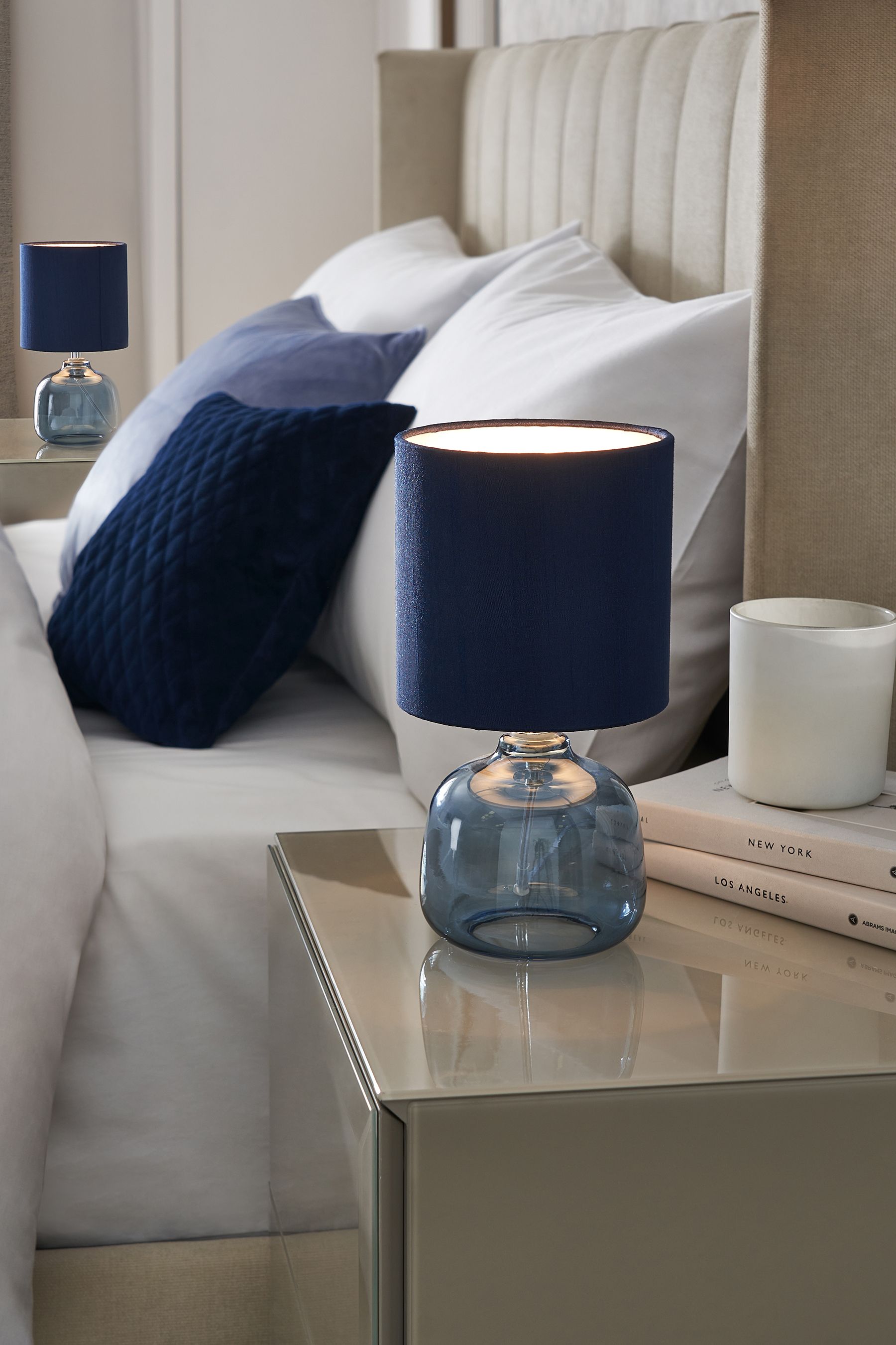 Navy blue bedside table lamp new arrivals