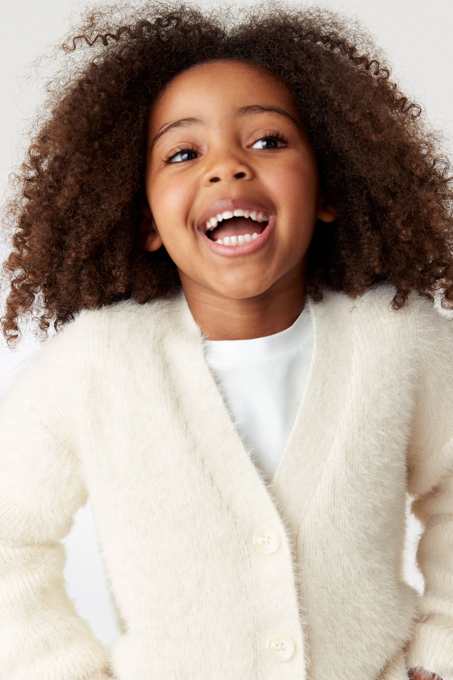 Girls white fluffy cardigan cheap