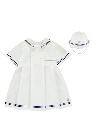 Emile Et Rose White Linen Sailor Dress Set