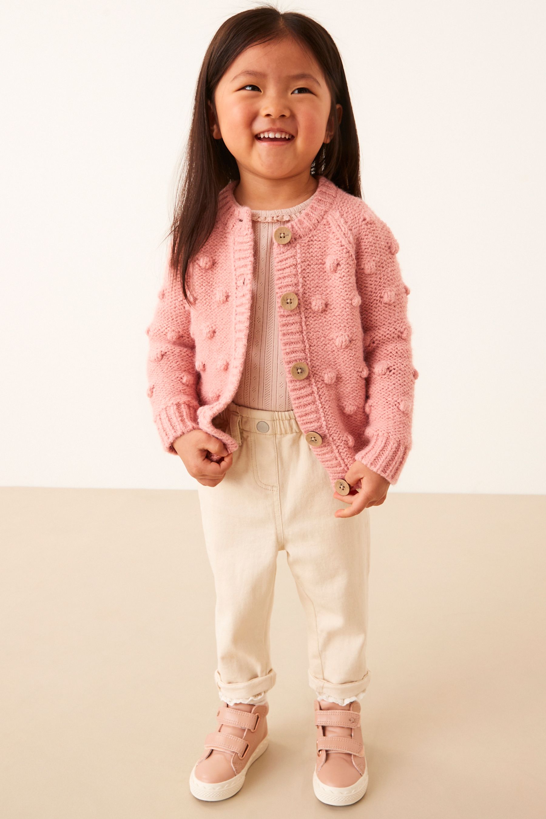 Pink bobble cardigan hotsell
