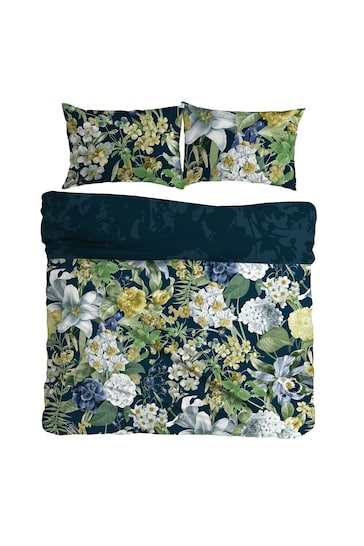 Graham & Brown Navy Blue Glasshouse Flora Duvet Cover and Pillowcase Set