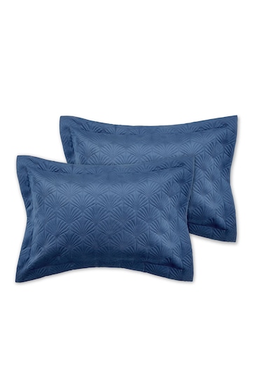 Catherine Lansfield Set of 2 Blue Art Deco Pearl Pillowcases
