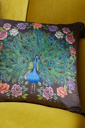 Matthew Williamson Black Peacock Bloom Cushion
