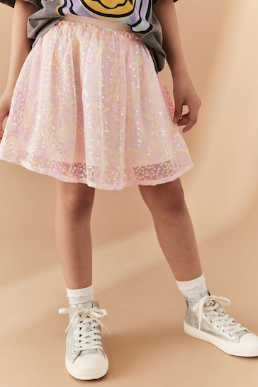 Pink Multi Floral Sequin Skirt (3-16yrs)