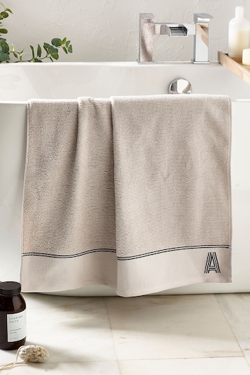 Natural Monogram Bath 100% Cotton Towel