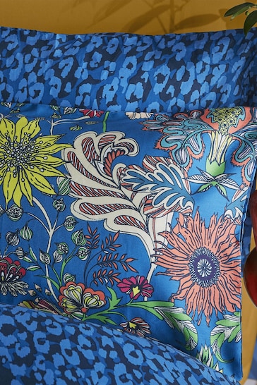 Matthew Williamson Blue Gardenia  Damask Cotton Duvet Cover and Pillowcase Set