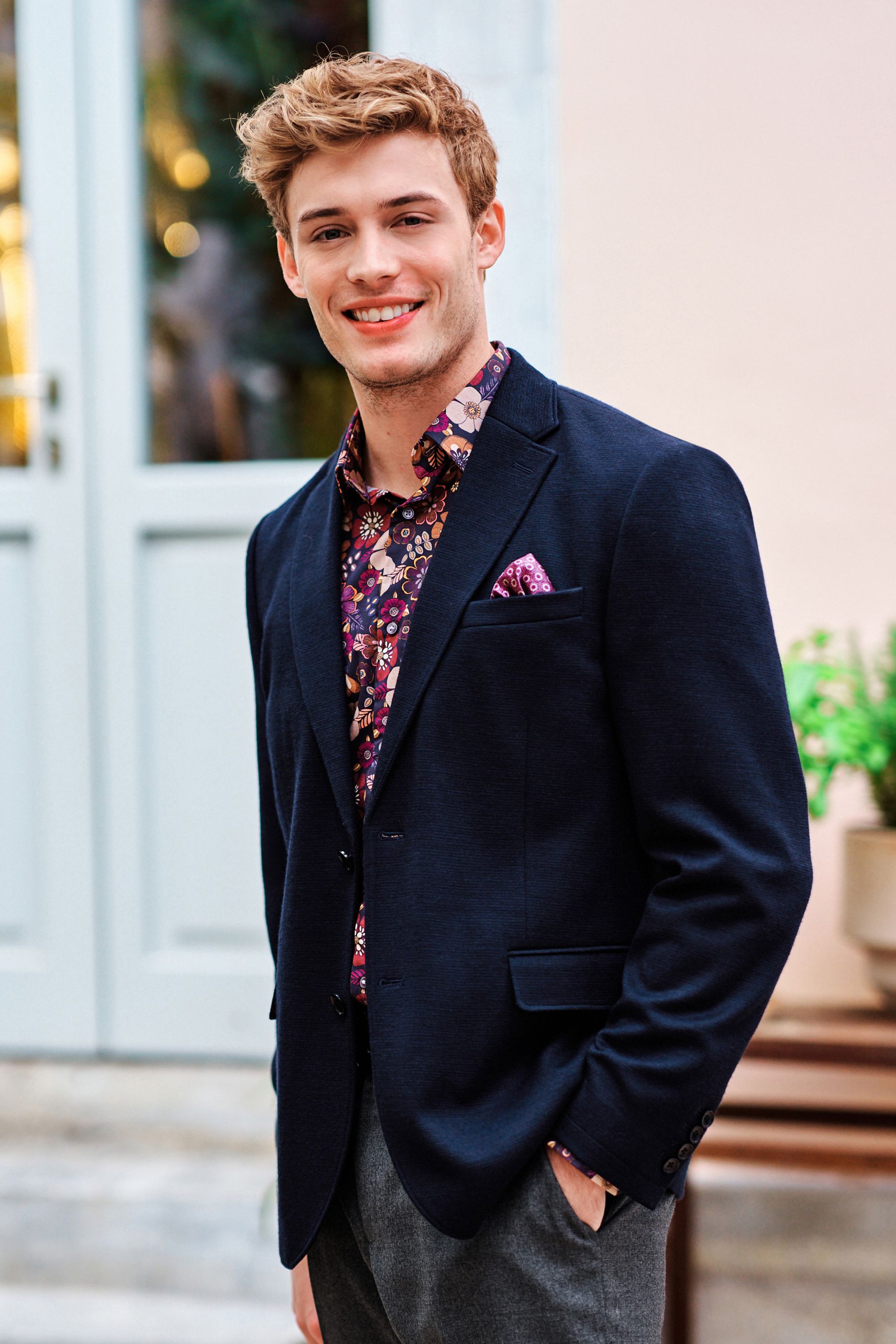 Blue jersey blazer hot sale